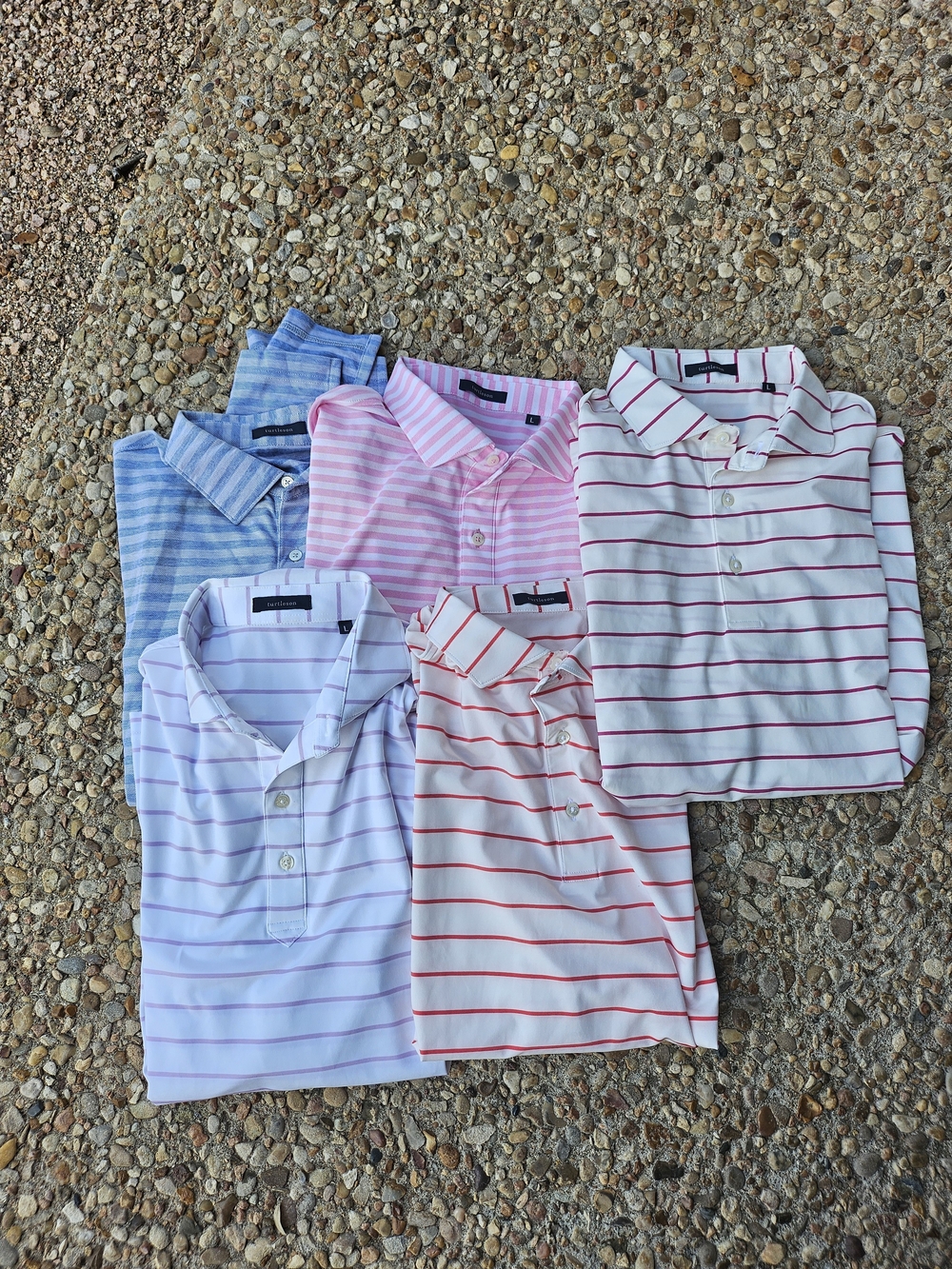 Huge Lot 5 Turtleson Striped Polo Shirt Collection - Pastel Mix Size L
